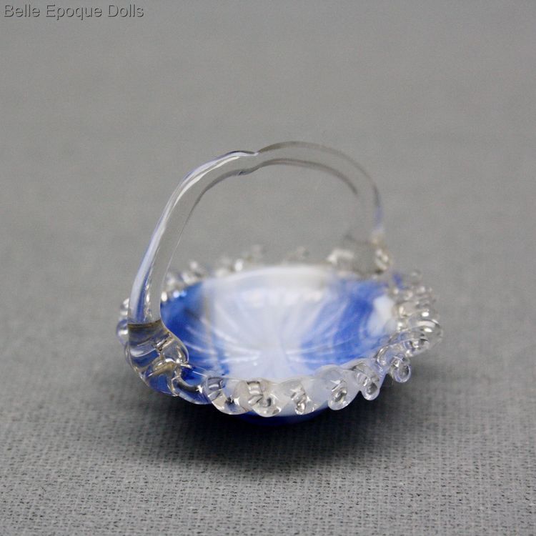French miniature spun glass basket , antique lauscha glass