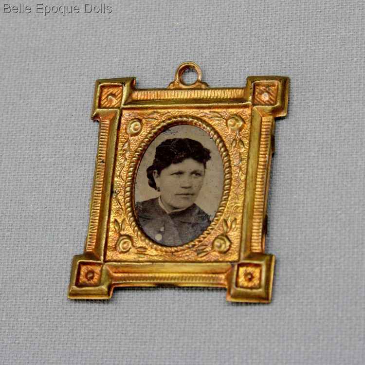 antique miniature frame with portrait  , antique dollhouse gilt frame