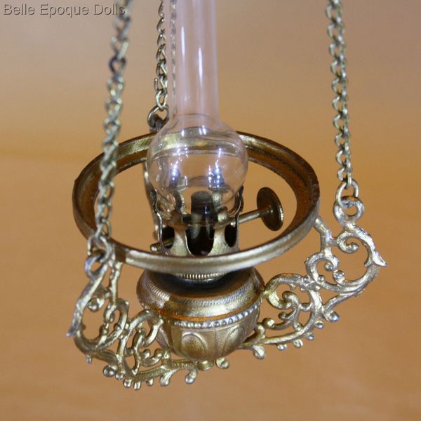antique miniature dollhouse accessories , metal petroleum hanging lamp miniature , F.W.GERLACH hanging kerosene lamp
