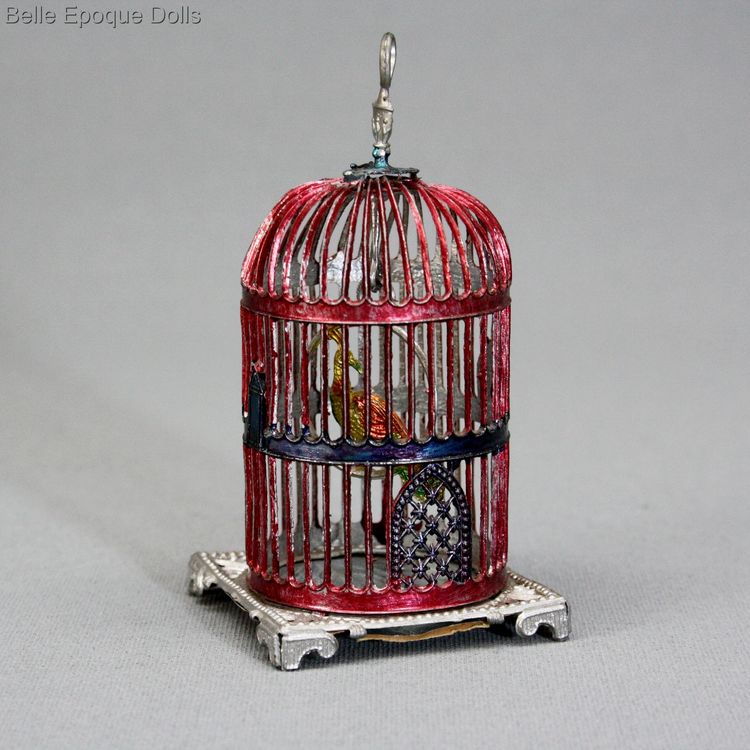 alte puppenstuben vogelkfig Babette Schweizer , solfmetal miniature bird cage , antique dolls house bird cage Babette Schweizer