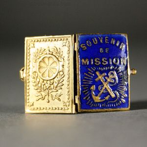 Antique Minuscule Metal and Enamel book  for Doll at Prayer