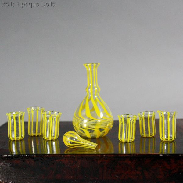 Miniature Glass service with decanter , Antique Dollhouse miniature , Puppenstuben zubehor
