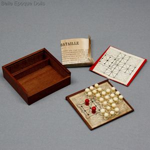 Rare Antique Miniature Game pLa Bataillep in Original Wooden Box