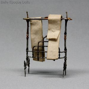 Antique Miniature Soft Metal Towel Rack with Original Towels