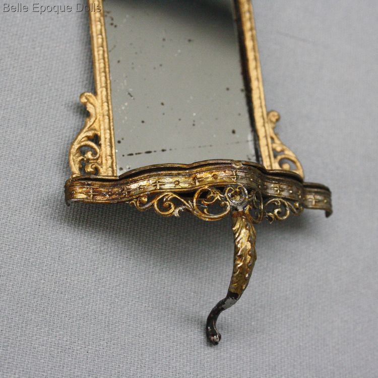 Antique Dollhouse miniature metal wall mirror , Puppenstuben zubehor