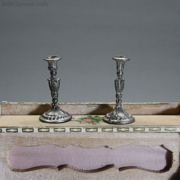 Puppenstuben zubehor , Antique Dollhouse miniature etal pewter candelstick , Puppenstuben zubehor