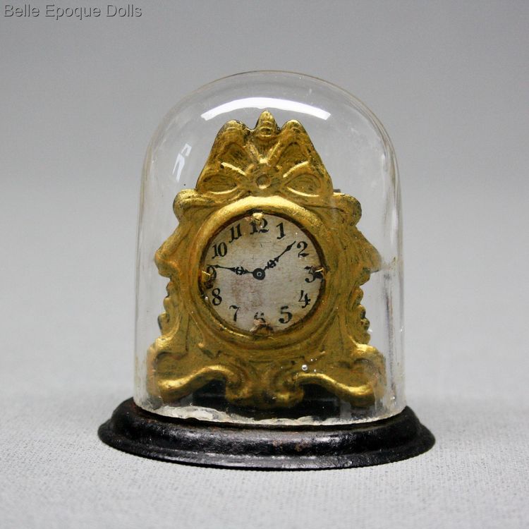 Puppenstuben zubehor , Antique Dollhouse miniature mantel metal clock , Puppenstuben zubehor