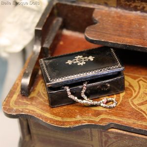 Antique Miniature Jewel Box with inlay on Top