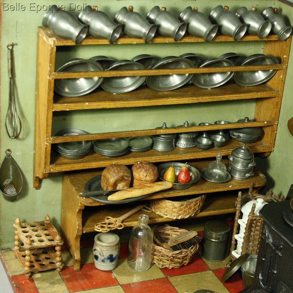 Antique dollhouse cast iron stove , French antique miniature kitchen