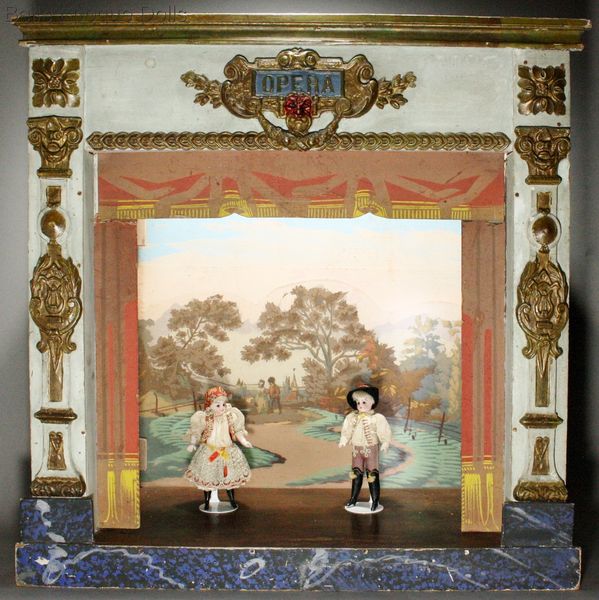 Antique miniature theatre , Antikes Theater Puppenstuben zubehor