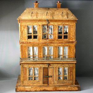 Rare Charming Collapsible French Mansard Dollhouse