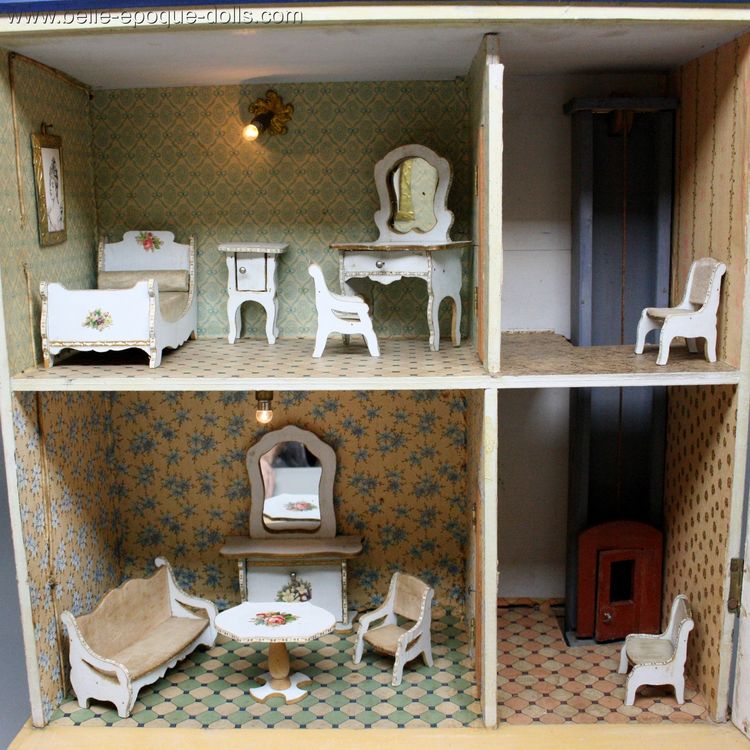 Antique French Dollhouse  ,  Puppenhauser antique wooden dollhouse gottschalk , dollhouse