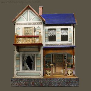 Furnished Blue-Roofed  Deauville Dollhouse with Balcony - By Villard  Weill