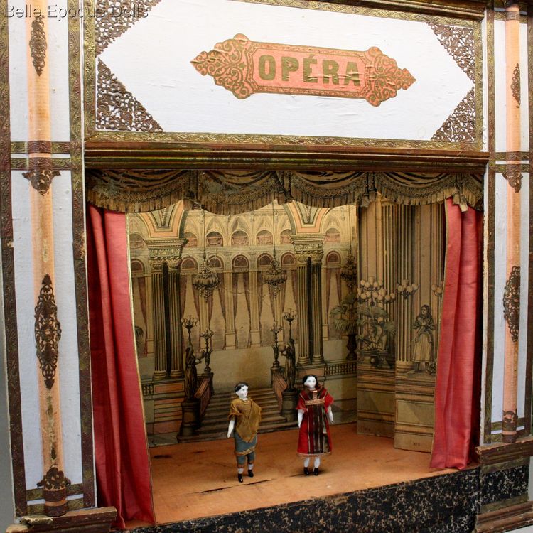 Antique dolls house opera , Antique Dollhouse miniature theater ,  Antikes Theater Puppenstuben zubehor
