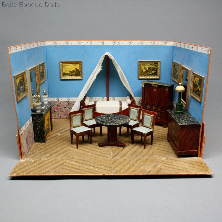 joseph riolet miniature room , dollhouse for sale , mobilier poque restauration