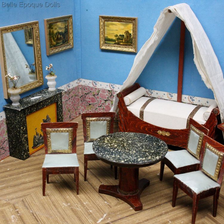 antique french miniature salon , Louis Badeuille dollhouse