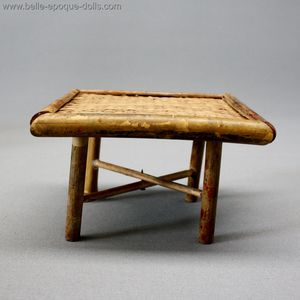 antique  dollhouse bamboo table and chairs , antique dolls house furniture japanese ,  