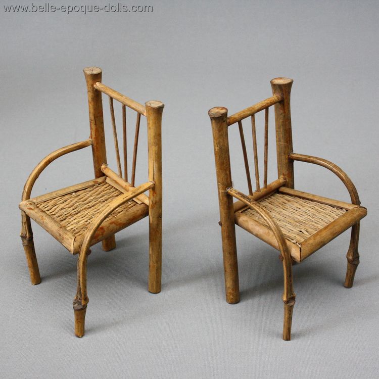 antique doll Bamboo furniture , antique  dollhouse bamboo table and chairs