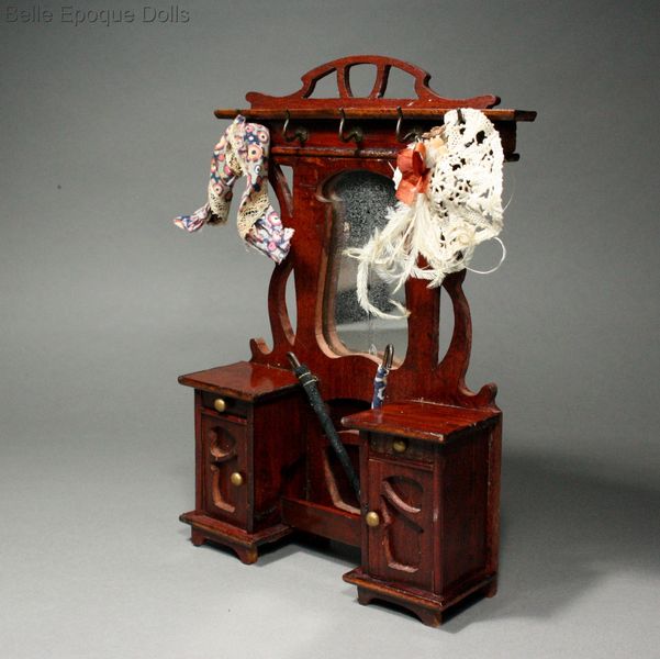 Antique Dollhouse miniature umbrella stand , Art nouveau hall tree rack