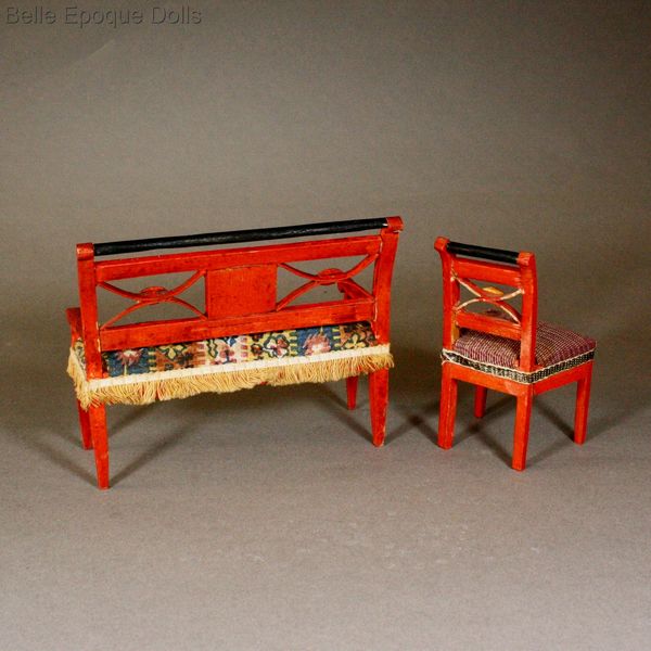 Erzgebirde Puppenstuben , Antique Dollhouse miniature erzgebirde ore montains , Early german dollhouse furniture