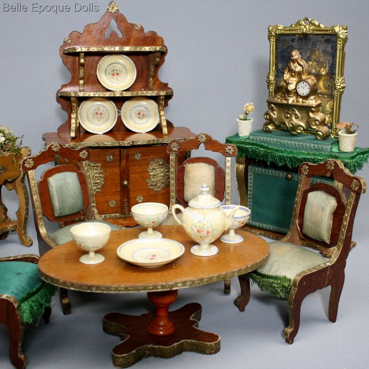 French salon miniature buffet  , Antique dollhouse furnishings Louis Badeuille , antique dollhouse miniature for sale