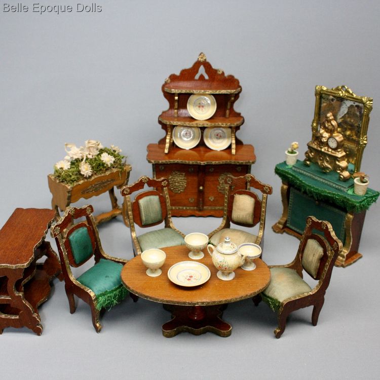 antique dollhouse miniature for sale , French salon miniature buffet 