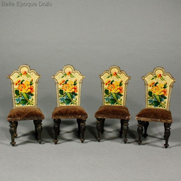 Antique dolls house lithographed german furniture  , Puppenstuben  holz wohnzimmermbel , Antique Dollhouse miniature