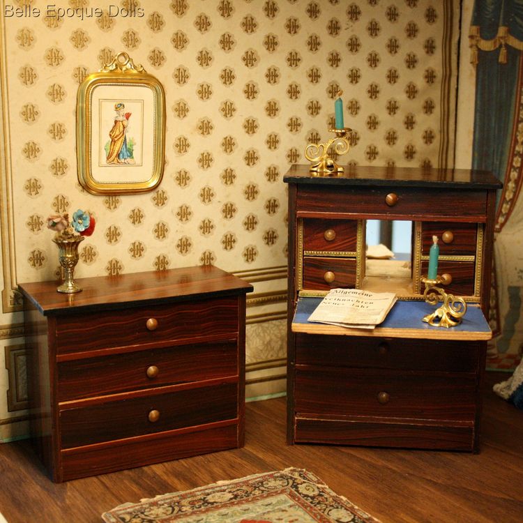 dollhouse furnishings , Puppenstuben zubehor , Antique dolls house rosewood furniture 