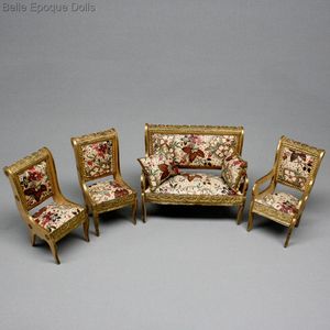Wonderful Early French Parlor Furniture with Original Floral Upholstery - Large Scale