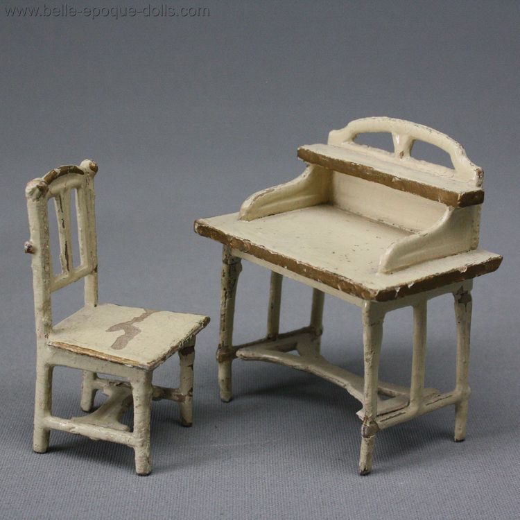 antique pressed cardboard dollhouse furniture , Antique dolls house furniture gottschalk , Antique Dollhouse miniature bedroom