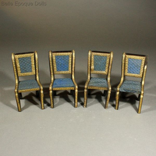 Antique Dollhouse miniature parlor set with sleigh bed , Antique dollhouse furnishings Louis Badeuille