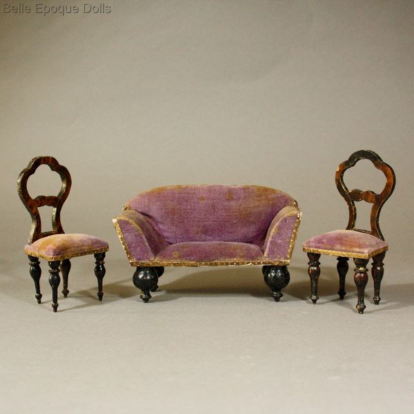 Puppenstuben mobel salon  , antique victorian dollhouse faux grained furniture 