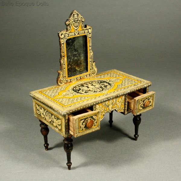Doppeladler Heraldisches  , Antique Dollhouse miniature salon dressing table , Puppenstuben mbel beklebte lithographie