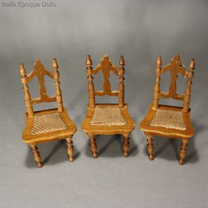 Antique Dollhouse miniature schneegas caned seats ,  , Puppenstuben zubehor 