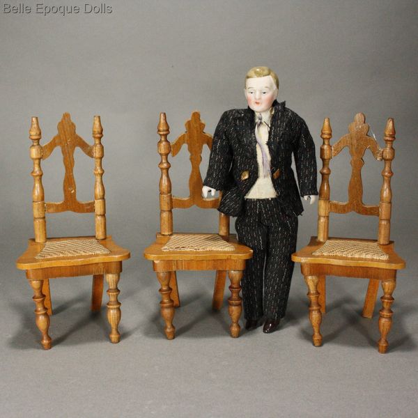 Antique dolls house furniture schneegas chairs , Puppenstuben zubehor