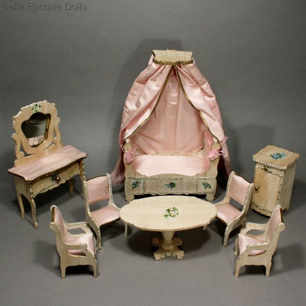 Puppenstuben franzosische mbel zubehor , Antique Dollhouse miniature French furniture set  , Puppenstuben franzosische mbel zubehor