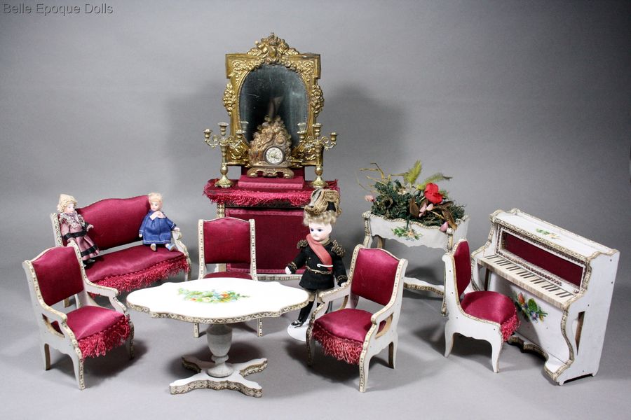 Antique dolls house French Salon furniture  , Puppenstuben zubehor