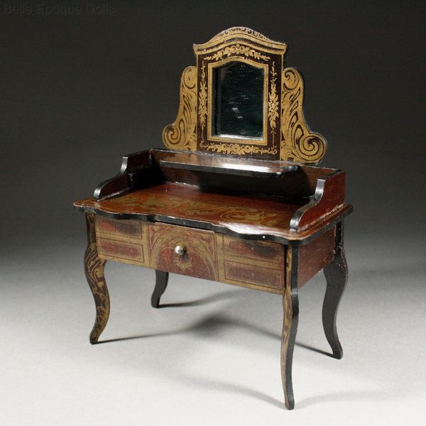 Puppenstuben zubehor , Antique Dollhouse miniature , Antique Dollhouse Dressing Table in Boulle style Wagner & Sohne