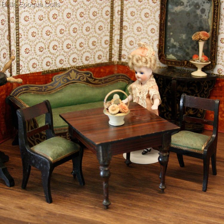 Antique Dollhouse miniature furniture , Biedermeier dollhouse furniture