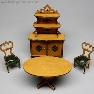 Antique Miniature French Salon Set with Beautiful Buffet Hutch