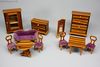 False grained antique furniture , Antique Dollhouse miniature ,  