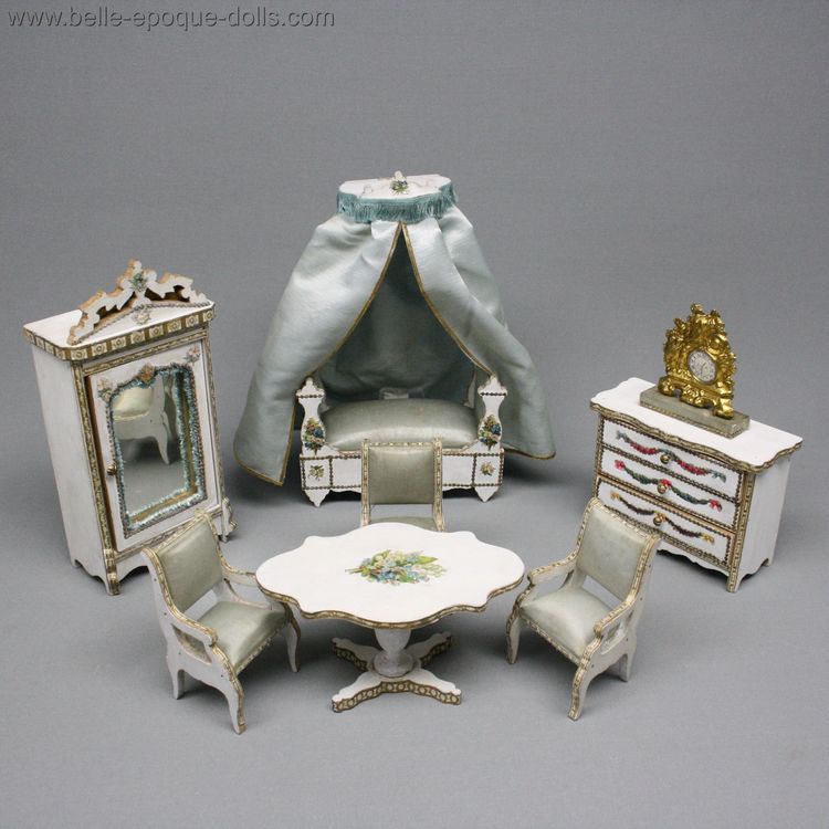 Antique miniature salon for sale , Puppenstuben zubehor , Antique dolls house furniture bolant