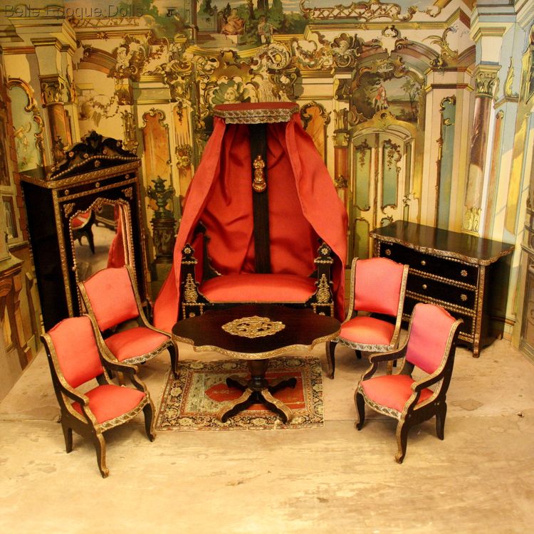 Antique miniature salon for sale , Antique dolls house French furniture bolant , Victor Bolant salon