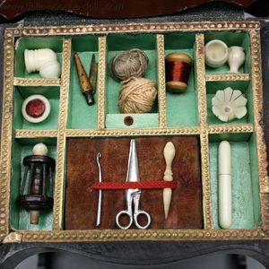 Walterhausen  , Antique Dollhouse miniature sewing table ,  