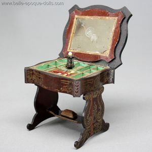 Miniature Early Wooden Sewing Table and Chair - Biedermeier / Boulle
