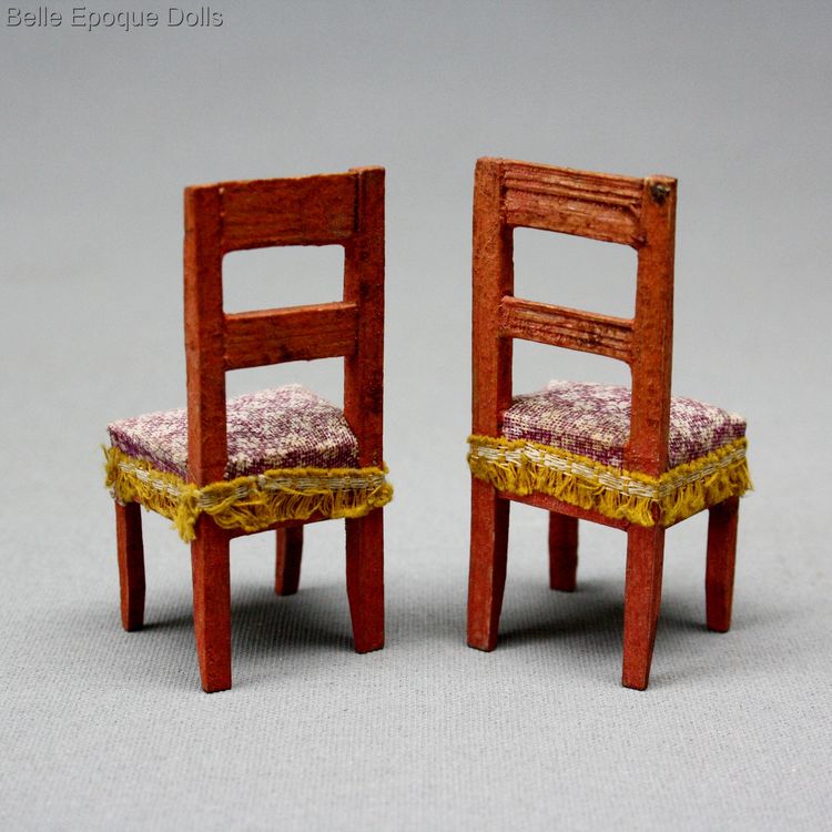early german dollhouse furniture , Erzgebirge Miniature Chairs , early german dollhouse furniture