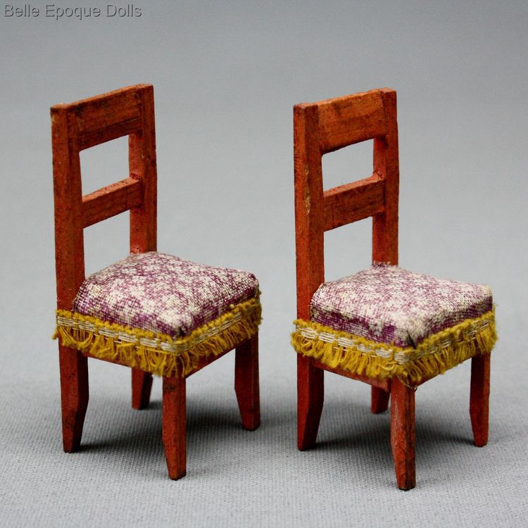 Erzgebirge Miniature Chairs , early german dollhouse furniture