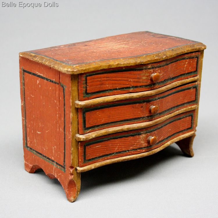 antique miniature chest of drawers  , antique dollhouse furniture