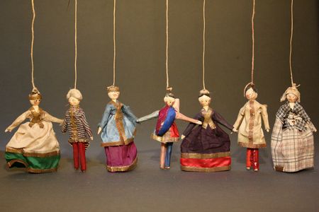 Antique Grodnertal Theater Dolls with Polichinelle - for the French Market