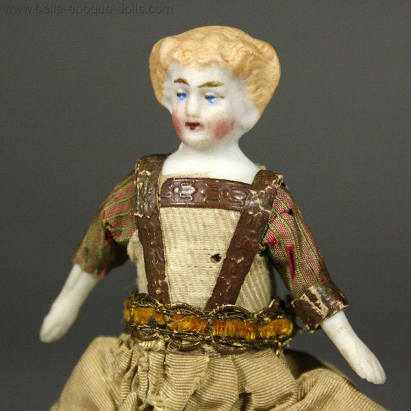 Bisque theater tiny doll , Antique dolls house theater dolls , Antique Dollhouse miniature dolls